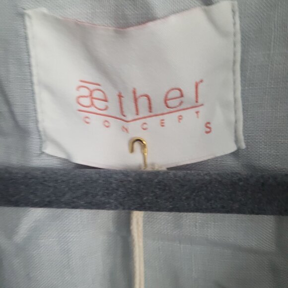 NEW AETHER CONCEPT Women's Linen Collared Shirt Gray/Green Size S - Picture 4 of 7